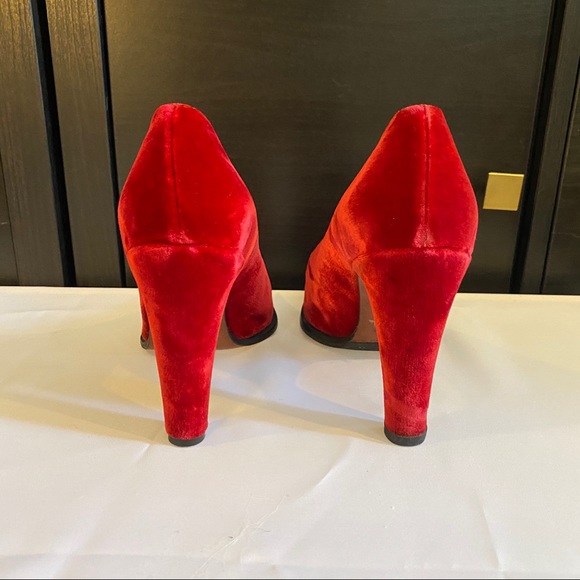 SERGIO ROSSI vintage red velvet heels - Picture 6 of 12